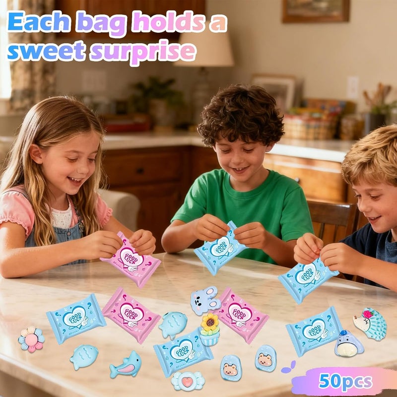 CIYOJA 50PCS Blue Series Cartoon Resin Mystery Blind Bag – Mini Cute Figures for Kids Crafts, Tiny Random Toy Charms, DIY Phone Case Decorations, Surprise Collectible Resin Miniatures Variety Pack - Image 2